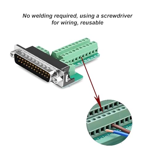 4PCS DB25 Male Solderless Breakout Connector with Case Long Bolts Tail Pipe - style: Male