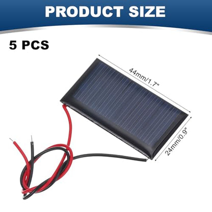 MECCANIXITY 5 Pcs 5V 0.15W 30mA Mini Solar Panels with 2 Cable - style: 5V 0.15W 30mA
