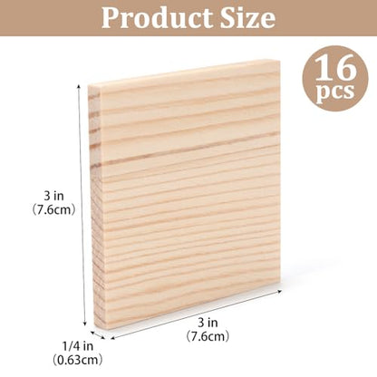 Wooden Blocks for Crafts,1/4″ Thick 3″ X 3″ Wood Squares for Crafting, Blank Unfinished Wood Blocks Pieces Planks Wooden Board for Paintings, DIY Plaques & Signs, Woodworking, Architectural Models - size: 3″x3″x1/4″ - 16PCS