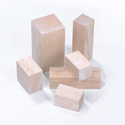 Sumind 12 Pcs Balsa Wood Blocks, 4 Sizes Carving Wooden Blocks