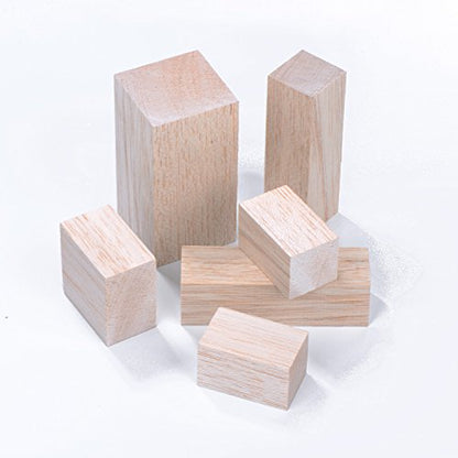 Sumind 12 Pcs Balsa Wood Blocks, 4 Sizes Carving Wooden Blocks