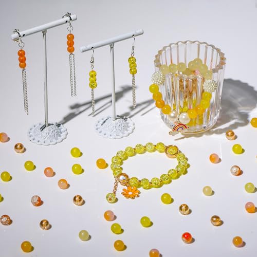 XSEINO About 1200PCS 6mm Glass Beads Warm Yellow Bracelet Making Kit - color: Orange Yellow Series