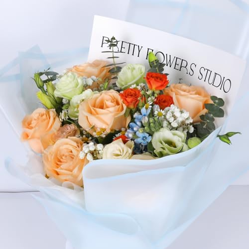 FUHITIM 20 Sheets Flower Wrapping Paper (Translucent Light Blue) - color: Translucent Light Blue