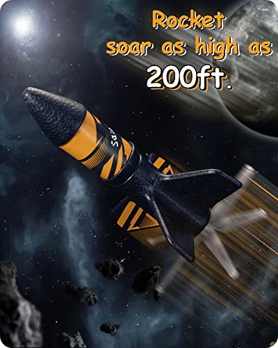 SainSmart Jr. Rocket Launcher for Kids, 200 Feet of Flight Altitude, Motorized Air Rocket with Parachute, Self-Launching Outdoor Toy with Safely Land, Black - style: Classic Black