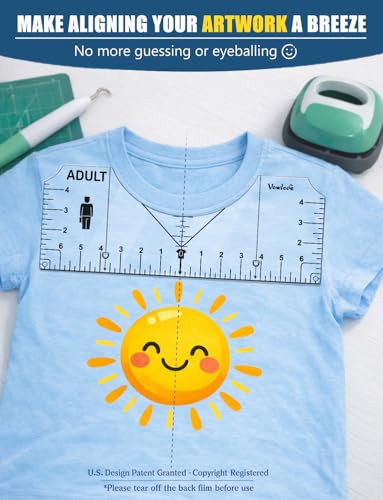 Vowlove T-Shirt Ruler for Precise Vinyl Alignment, Heat Press Guide Tool - color: 01 Black