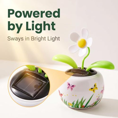 Solar Dancing Solar Powered Dancing White Flower in Colorful Shape Flip Flap Animated Bobblehead Dancer Window Sun Catcher Car Dashboard Decor Solar Power Kits，Learning and Education