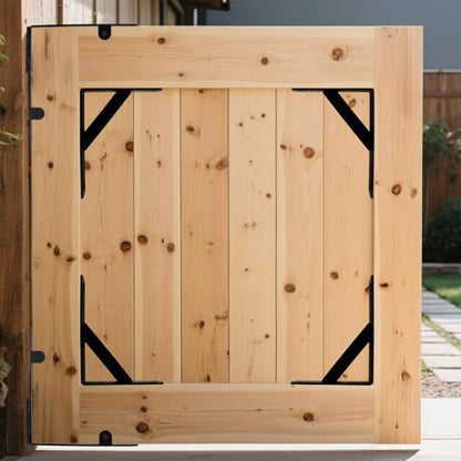 Anti Sag Gate Kit, 2 Set Gate Corner Brace Bracket,Heavy Duty No Sag Kit for Wooden Fence Gate with Self-Locking Gate Latch for Driveway, Corral Gates, Wood Windows - size: Double Gate kit
