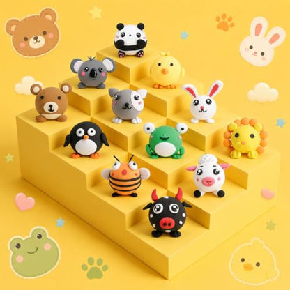 Air Dry Clay Kit -12 Animals Modeling Clay for Kids Arts and Crafts - color: #01Yellow- Pet Paradise