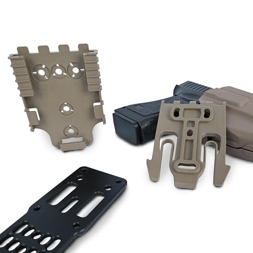 Quick Locking System Kit (QLS Kit), QLS 19 Locking Fork and QLS 22L Receiver Plate for Drop Leg Holster, Duty Belt and Low Ride Universal Belt Loop - color: TAN 2-Pack-QLS KIT SET