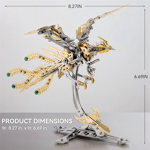 3D Metal Puzzles for Adults, Mechanical Phoenix Bird Model Kit - color: Phoenix-gold