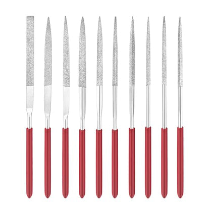 Quacc 10 PCS Diamond Needle File Set Small Metal Riffler Files Miniature Files Tools 140mm for Glass Wood Stone Jewelry