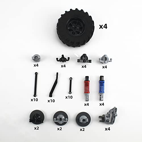 Technical Parts Vehicles Suspension Accessories with Tire 107x44 Technical Parts Set Compatible with All Major Brands, MOC Parts Building Toy DIY Replacement Spare Kit (68pcs) - style: MA68