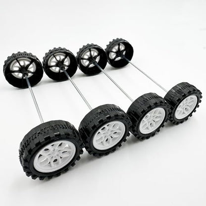 10PCS 38mm Toy Car Wheels 2mm Dia Shaft Plastic Car Wheels with 5PCS Shaft Round Rod Axles for RC Car Truck Robot DIY Model Toy Building Accessories (2x18x38mm) - style: 2x18x38mm
