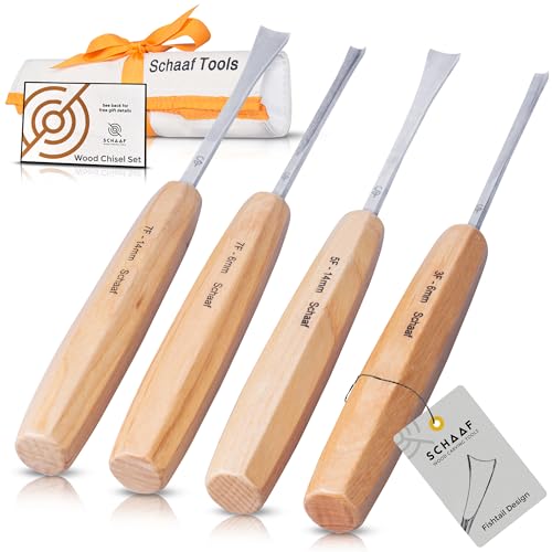 Schaaf Wood Carving Tools 4-pc Wood Chisel Set, Fishtail Gouges, Cr-V 60 - color: 4 Piece Fishtail Set