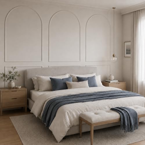 Colingmill 3 Set 32 x 94 Inch Arch Wall Molding Kit Peel Stick Arch Premade Accent Wainscoting Panel Wall Panel Decor Pre Cut Trim Kit for Home Walls Molding DIY Living Room Decor(Classic Style) - size: 32 x 94 Inch, style: Classic Style