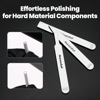 4 PCS Hobby Model Polishing Glass Files for Gunpla Model Building Tool, Scale Model 3D Prints Sanding Tool, #10000 Grits Ultra Fine Glass Mirror Files for Gundam, Plastic, Wood & Resin Parts - style: 4pcs (3 Long #10000 Grit & 1 Short #320-400 Grit)