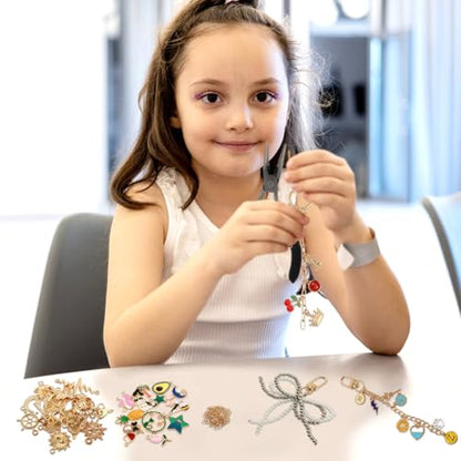 Olnverath 325Pcs Lip Gloss Keychain Making Kit with Charms, Including Keychain Clips Extender Chain Charms Jewelry Plier, Jewelry Making Kit for Custom Keychains and DIY Crafting(Alloy)