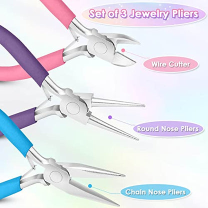 Pliers for Jewelry Making, Shynek Jewelry Pliers Set Includes Needle Nose Pliers, Round Nose Plier and Wire Cutters, Jewelry Making Tools for Jewelry Repair, Wire Wrapping, Beading and Crafts - style: Frosted Non-Slip Handle