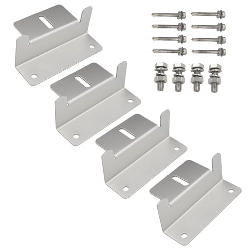 Spartan Power Silver Solar Panel Z Bracket Mount - Lightweight Anodized Aluminum Mounting Brackets for RVs, Trailers, Vans, Campers, Boats, Walls, Roof - Set of 4 - size: Silver