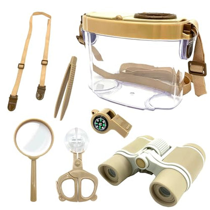 Bug Catcher Kit for Kids, 6 Pcs Kids Bug Catching Kits, Outdoor Nature Explorer Kit, Science Educational Kits with Tweezers, Magnifying Glass, Binoculars for Boys Girls