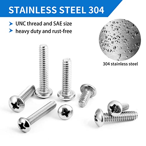 720Pcs Machine Screw Assortment Kit, #10-24#8-32#6-32#4-40 Phillips Pan Head Assorted Nuts Bolts and Flat Washers Kit, Stainless Steel Screws Hardware Assortment with Case - color: Silver-Phillips Pan Head