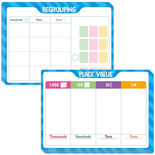 8 Packs Place Value Whiteboards, Double-Sided Dry-Erase Cards, Writable and Erasable Math Learning White Board for Kids, Students, Classroom and Home (Each Measures 12” x 9”) - color: Place Value Whiteboards-b