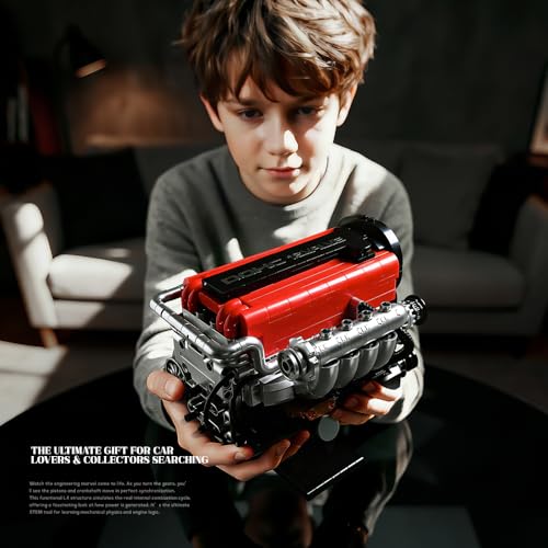 KMS 4G63 Engine Model Kit to Build, 1008 Pcs JDM Legend Car Engine Building Blocks Set for Adults, Miniature 4-Cylinder Turbo Motor Assembly Mechanic Display, Unique Gifts for Men and Teens