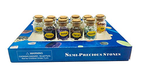9pcs Mini Glass Wishing Bottles Tumbled Gemstone Crystal Chips Chakra Healing Reiki Stone Set (10 pcs Mineral specimens) - color: 10 Pcs Mineral Specimens