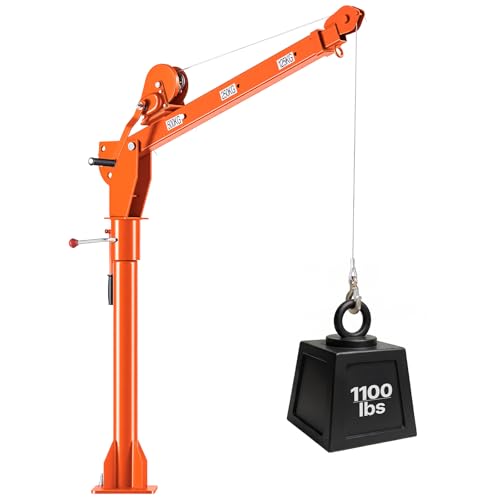 VEVOR Truck Crane, 1100 lbs Manual Pickup Truck Crane with Hand Winch, 360° Rotating Telescopic Boom, Premium Galvanized Steel, Foldable Pickup Bed Jib for Machine Lumber Attic Heavy Load Lifting