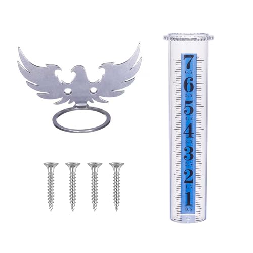 7" Rain Gauge Outdoor, Upgraded Accurate Plastic Tube Best Rated with Eagle Shape Rack, Decorative Eagle Rain Measure Tool for Garden, Lawn, Patio (Style B) - style: Style B