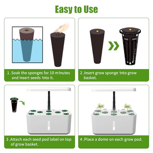84 pcs Hydroponic Pod Kit for Aero Garden with 12 Grow Baskets, 12 Grow Sponges, 12 Grow Domes, 12 Plant Labels and 36 Seed Pod Label Stickers for All Hydroponics Garden Growing System