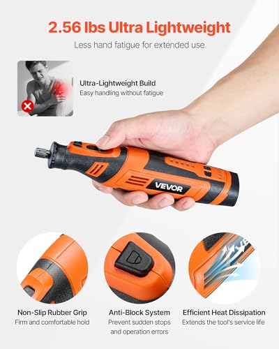 VEVOR 136-Piece Cordless Rotary Tool Kit, DC8V Portable Mini Power Rotary Tool, 5 Speeds 5000-30000RPM Multi-Purpose DIY Tools for Engraving, Sanding, Polishing, Carving, Grinding, Cutting, DIY Craft - style: 136PCS