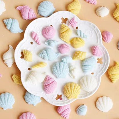 4 PCS Marine Theme Cake Fondant Silicone Mold Seashell Conch Starfish Baking Molds, For Theme Cake Cookie Chocolate Candy Decoration Fondant Polymer Clay - style: Shell conch styles
