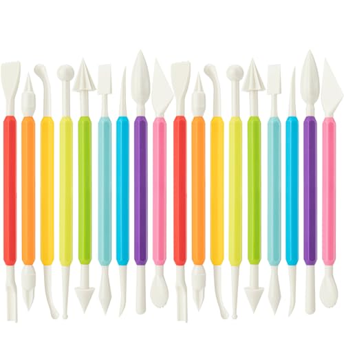 2 Set Air Dry Clay Tools, 18PCS Polymer Clay Tools Kit for Modeling, Plastic Clay Tools Sculpting for Kids, Adults, Molding, Shaping, Carving, Dotting, Trimming, Pottery, Craft Supplies Accessories - color: 18PCS