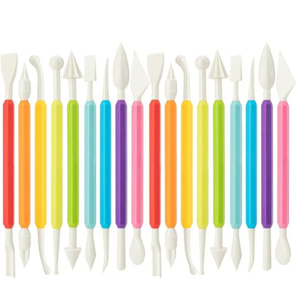 2 Set Air Dry Clay Tools, 18PCS Polymer Clay Tools Kit for Modeling, Plastic Clay Tools Sculpting for Kids, Adults, Molding, Shaping, Carving, Dotting, Trimming, Pottery, Craft Supplies Accessories - color: 18PCS