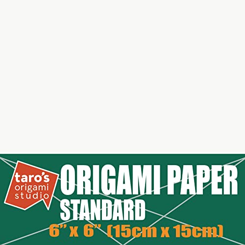 [Taro's Origami Studio] Standard 6 Inch One Sided Single Color (White) 50 Sheets (All Same Color) Square Easy Fold Premium Japanese Paper for Beginner (Made in Japan) - color: White