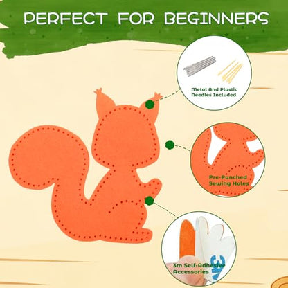 GOASION Sewing Kit for Kids, 8 Pcs Jungle Crafts Sewing Kit, Ages 5-8-12 - color: Forest Animals Sewing Set-8 Pack