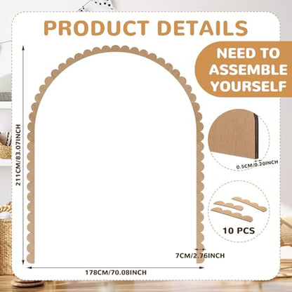 Novabright Unfinished Wood Arch Trim, 80 x 70 Inch, Scalloped - size: 80 x 70 Inch, style: Scalloped