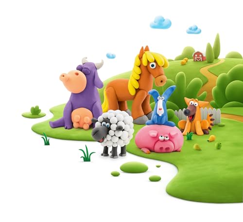 Hey Clay Animals - Claymate Doggie - Colorful Modeling Air Dry Clay for Kids - Air Dry Clay Kit 3 Cans with Fun Interactive App - color: Doggie