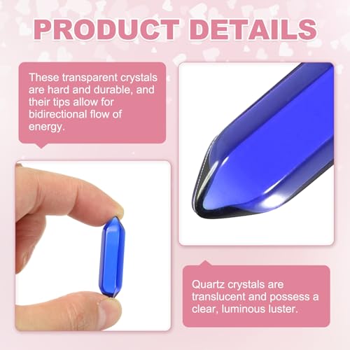 MECCANIXITY 10 Pack Blue Quartz Crystals, Polished Crystals Bulk Hexagonal Shaped Meditation Gemstone for Jewelry Making Energy Balance Accessories Gifts - color: Blue Quartz