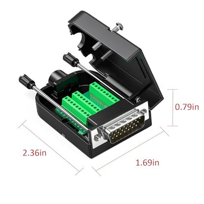 2Pcs DB26 Male Solderless Connector 3Row 26Pin Serial Terminal Adapter - style: Male