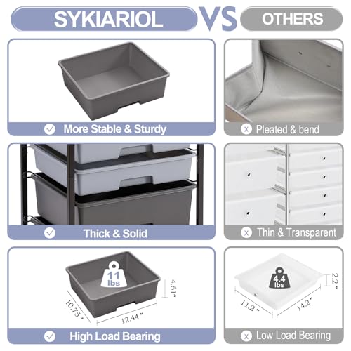 SYKIARIOL Utility Cart with Drawers,5 Drawers Storage Cart,Dark Grey - color: Dark Grey