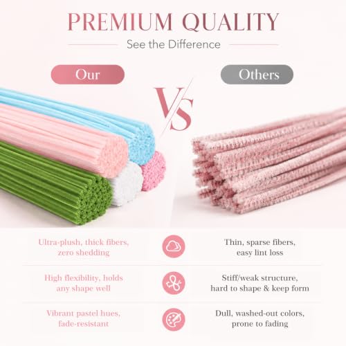 YYAWWNE 800 PCS Pipe Cleaners Flower Kit, 13 Colors Chenille Stem, with Handle, Packaging Paper and Ribbon Decoration and Instruction, DIY Bouquet Art Supplies, Art and Craft Supplies