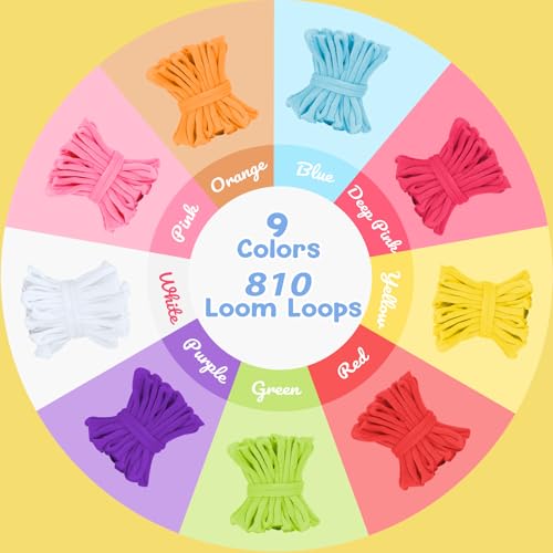 810PCS Weaving Loops, 9-Colors Weaving Refill Loops for 6"-10" Weaving Loom - color: Potholder Weaving Loom
