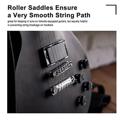 MAXCHEER A Set of String Saddle Tune-O-Matic Bridge & Tailpiece For GB LP Style Electric Guitar (Chrome) - color: Chrome
