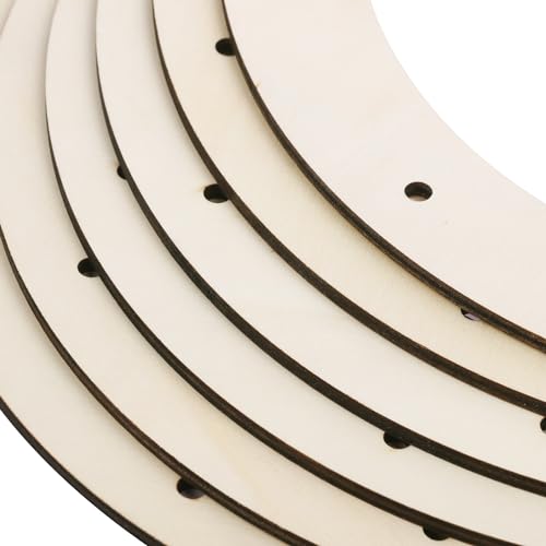 12 PCS 12 Inch Wooden Wreath Ring with Pre-Cut Holes, Versatile Unfinished Wood Wreath for Crafts, Easter, Home Decor, by GNIEMCKIN