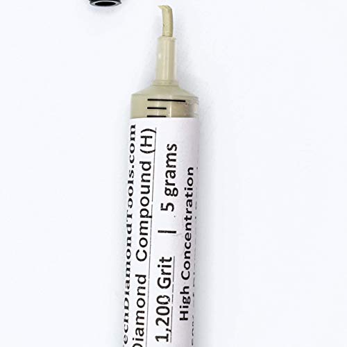 TechDiamondTools Diamond Polishing Paste & Lapping Compound — 1200 Grit (10-20 Micron) | USA Made | Oil-Based Syringe | Metal, Glass, Gemstone, Knife, Jewelry | 50% Diamond Powder Concentration - size: 1,200 grit / 10-20 microns