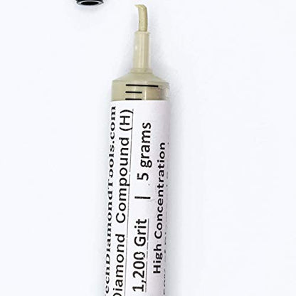 TechDiamondTools Diamond Polishing Paste & Lapping Compound — 1200 Grit (10-20 Micron) | USA Made | Oil-Based Syringe | Metal, Glass, Gemstone, Knife, Jewelry | 50% Diamond Powder Concentration - size: 1,200 grit / 10-20 microns