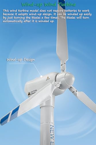 Miracland Wind Turbine Model & Flatbed Trailer Playset, Large Size Wind-up Generator Model Trail Transporter Science Kit