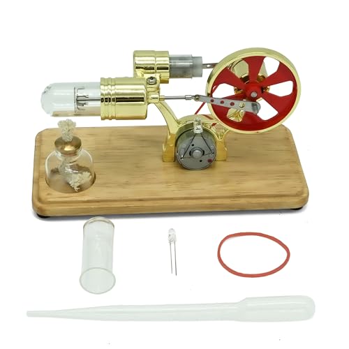 NIKOLATOY Stirling Engine Model Kit, Single Cylinder Heat Engine Motor with Alcohol Burner, Desktop Physics Experiment Engine, Mechanical Engineering Desk Toy & Scientific Display Model - color: Single Cylinder